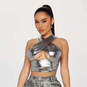 Fashion nova applying pressure metallic top